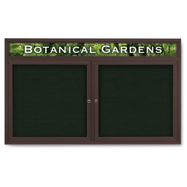 Indoor Enclosed Combo Board, 42"x32", Black Frame/Blue & Forbo